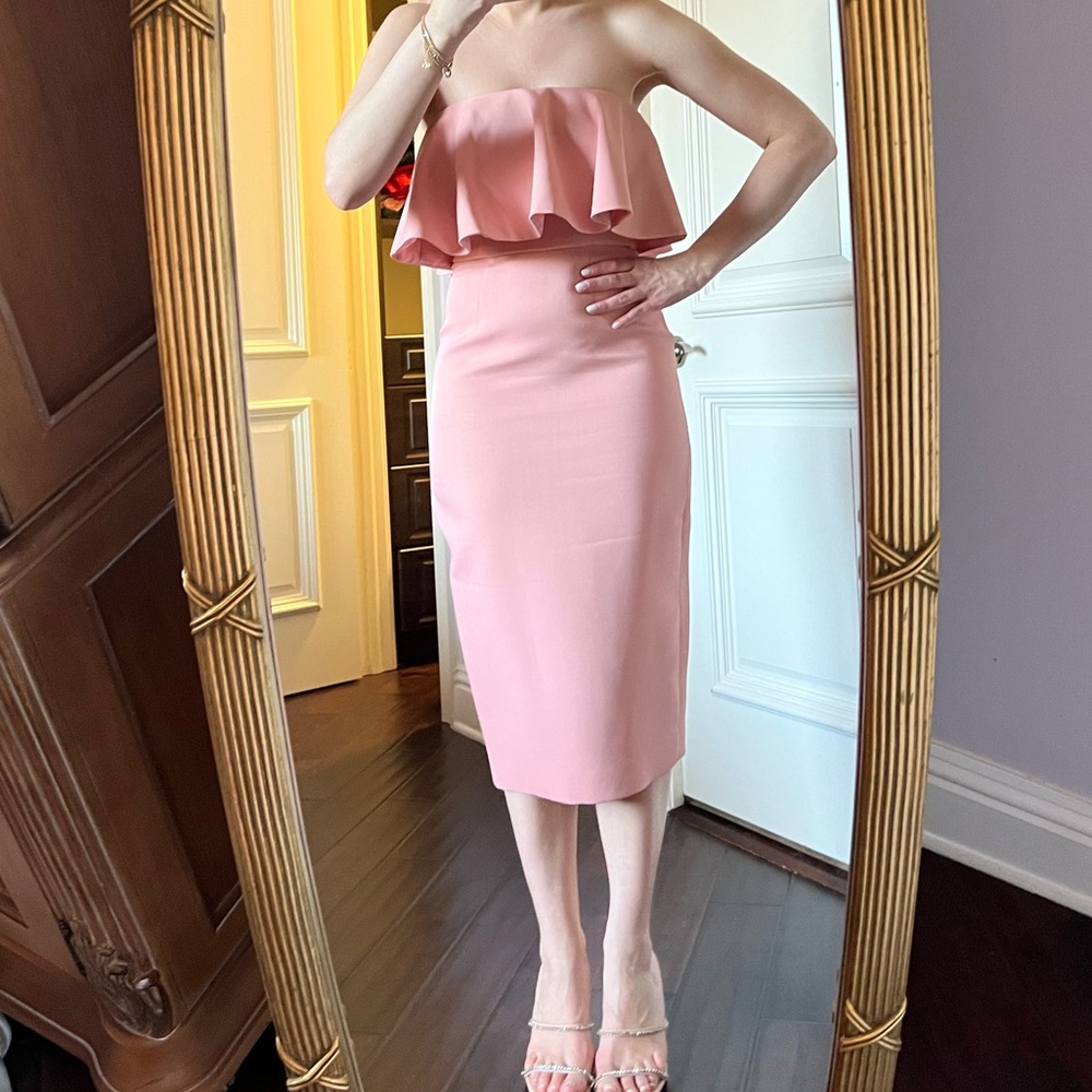 C/Meo Collective Pink Ruffle Midi dress